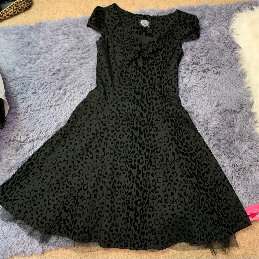🖤Hearts & Roses🖤 black leopard pinup dress